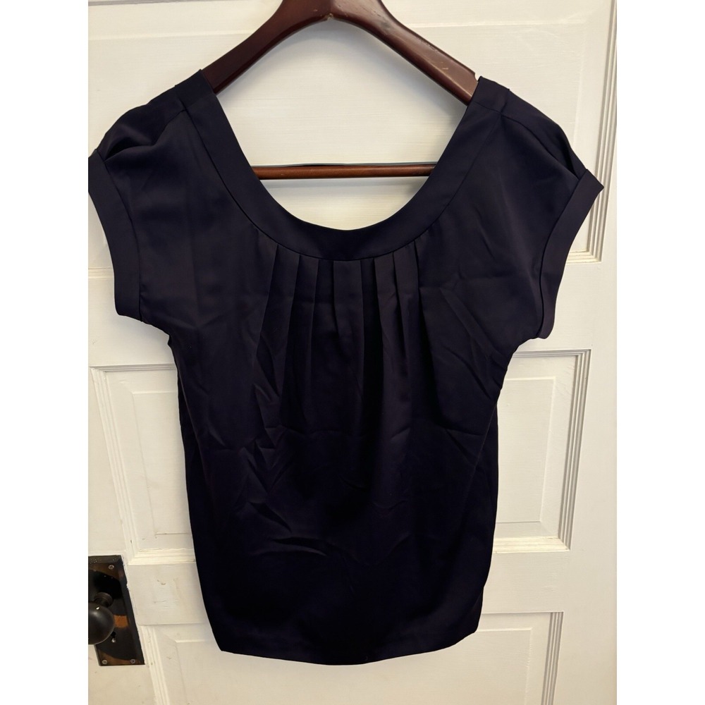 Banana Republic Deep Purple Satin Tie Back Blouse Size XS